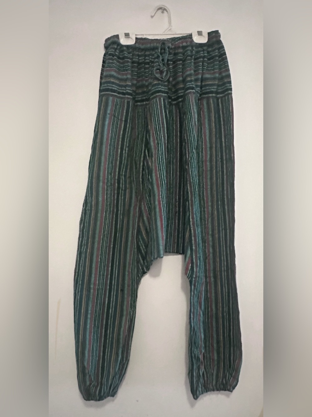 Striped Harem Pants in Teal, Black & Burgundy